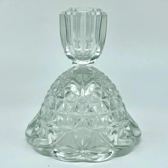IMPERIAL - OHIO Glass Katy Lace Edge Clear Double Candle Stick Holder 4½” Tall - Picture 2 of 5